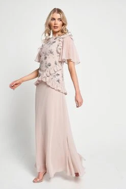 Chloe Blush Floral Embellished Maxi Dress -Frock And Frill US Chloe Blush Floral Embellised Maxi Dress 6