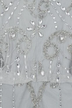 Christine Light Grey Embellished Maxi Dress With Batwing Sleeves -Frock And Frill US Christine Light Grey Embellished Maxi Dress 11