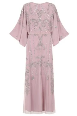 Christine Lilac Embellished Maxi Dress With Batwing Sleeves -Frock And Frill US Christine Lilac Embellished Maxi Dress 10