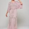 Christine Lilac Embellished Maxi Dress With Batwing Sleeves