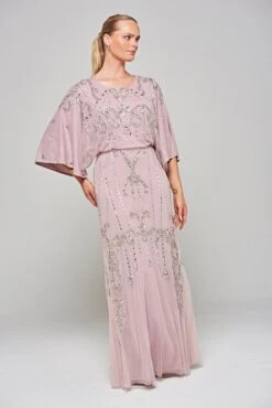 Christine Lilac Embellished Maxi Dress With Batwing Sleeves -Frock And Frill US Christine Lilac Embellished Maxi Dress 3