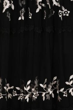 Cicely Black Floral Embroidered Midaxi Dress -Frock And Frill US Cicely Black Floral Embroidered Midi Dress 1