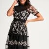 Cicely Black Floral Embroidered Midaxi Dress