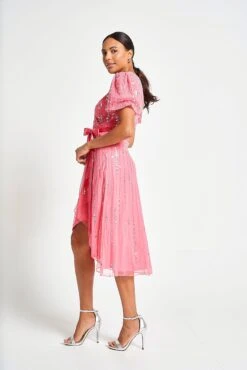 Cleo Strawberry Embellished Wrap Front Dress -Frock And Frill US Cleo Strawberry Embellished Wrap Dress 6