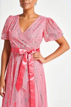 Cleo Strawberry Embellished Wrap Front Dress -Frock And Frill US Cleo Strawberry Embellished Wrap Dress 9