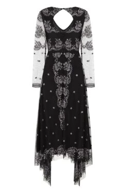 Colden Embroidered Hanky Hem Dress -Frock And Frill US Colden Black Embroidered Dress 4