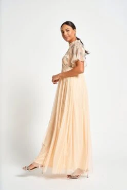 Cynthia Peach Embellished Maxi Dress -Frock And Frill US Cynthia Peach Embellished Maxi Dress 7