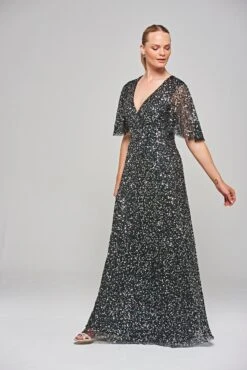 Dana Black Sequin Maxi Dress -Frock And Frill US Dana Black Sequin Maxi Dress 1