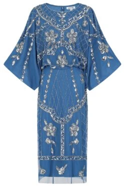 Danica Blue Embellished Midi Dress