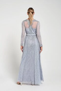 Daphne Grey Embellished Maxi Dress -Frock And Frill US Daphne Grey Embellished Maxi Dress 12