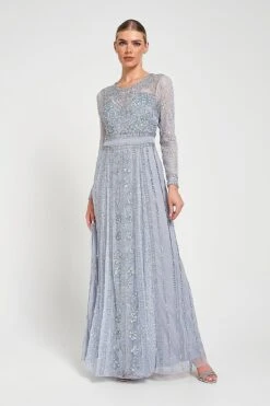 Daphne Grey Embellished Maxi Dress