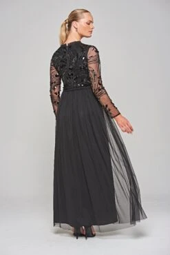Darlene Black Sequin Maxi Dress -Frock And Frill US Darleen Black Sequin Maxi Dress 12