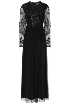 Darlene Black Sequin Maxi Dress -Frock And Frill US Darleen Black Sequin Maxi Dress 2
