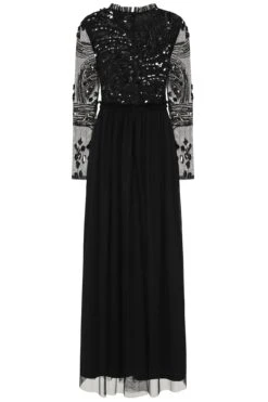 Darlene Black Sequin Maxi Dress -Frock And Frill US Darleen Black Sequin Maxi Dress 4