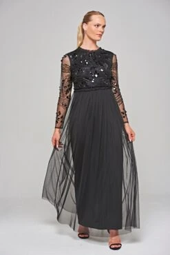 Darlene Black Sequin Maxi Dress -Frock And Frill US Darleen Black Sequin Maxi Dress 6