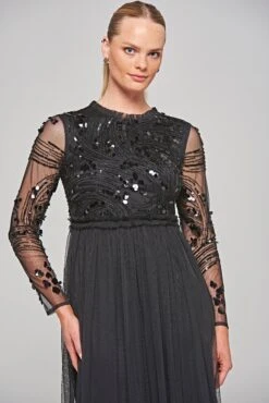 Darlene Black Sequin Maxi Dress -Frock And Frill US Darleen Black Sequin Maxi Dress 8