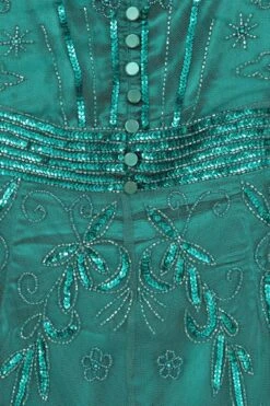 Darya Alpine Green Embellished Maxi Dress -Frock And Frill US Darya Alpine Green Embellished Maxi Dress 1