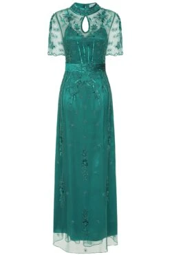 Darya Alpine Green Embellished Maxi Dress -Frock And Frill US Darya Alpine Green Embellished Maxi Dress 2
