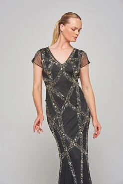 Deanna Black Sequin Maxi Dress
