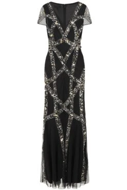 Deanna Black Sequin Maxi Dress -Frock And Frill US Deanna Black Sequin Maxi Dress 4