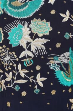 Delphine Navy Embroidered Midi Dress -Frock And Frill US Delphine Navy Embroidered Midi Dress 6