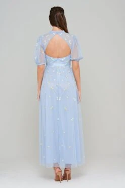 Deryn Blue Daisy Embroidered Maxi Dress -Frock And Frill US Deryn Blue Floral Maxi Dress 1
