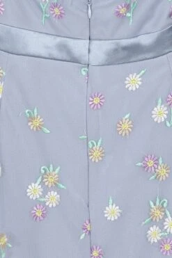 Deryn Blue Daisy Embroidered Maxi Dress -Frock And Frill US Deryn Blue Floral Maxi Dress 2