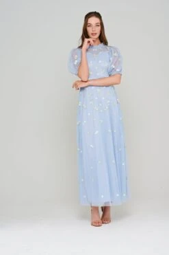 Deryn Blue Daisy Embroidered Maxi Dress -Frock And Frill US Deryn Blue Floral Maxi Dress 6