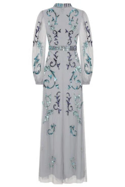 Eiden Grey Embellished Maxi Dress -Frock And Frill US Eiden Grey Embellished Maxi Dress 13