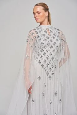 Eileen Grey Embellished Dress With Cape Sleeves -Frock And Frill US Eileen Grey Embellished Maxi Dress 10