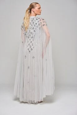 Eileen Grey Embellished Dress With Cape Sleeves -Frock And Frill US Eileen Grey Embellished Maxi Dress 14