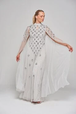 Eileen Grey Embellished Dress With Cape Sleeves -Frock And Frill US Eileen Grey Embellished Maxi Dress 5