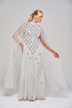 Eileen Grey Embellished Dress With Cape Sleeves -Frock And Frill US Eileen Grey Embellished Maxi Dress 6