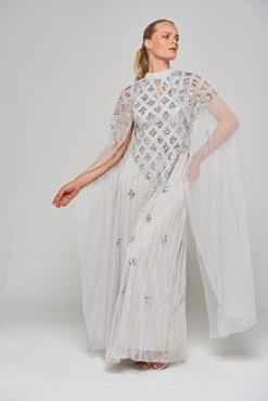 Eileen Grey Embellished Dress With Cape Sleeves -Frock And Frill US Eileen Grey Embellished Maxi Dress 7