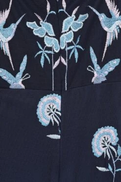Einin Navy Embroidered Maxi Dress -Frock And Frill US Einin Navy Embroidered Maxi Dress. 1