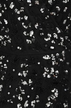 Eleanor Wrap Front Embellished Maxi Dress -Frock And Frill US Eleanor Black Embellished Maxi Dress. 3