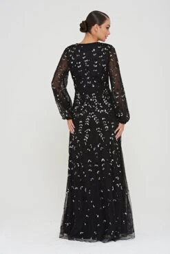 Eleanor Wrap Front Embellished Maxi Dress -Frock And Frill US Eleanor Black Embellished Maxi Dress 1