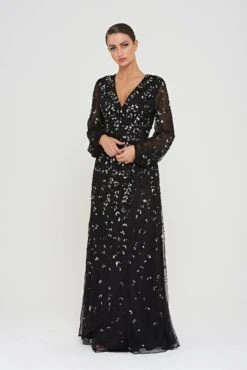 Eleanor Wrap Front Embellished Maxi Dress