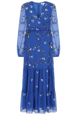 Frock And Frill US -Frock And Frill US Elena Blue Embellished Maxi Dress 12