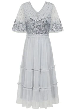 Eliza Ether Blue Sequin Midi Dress -Frock And Frill US Eliza Either Blue Sequin Midi Dress 2