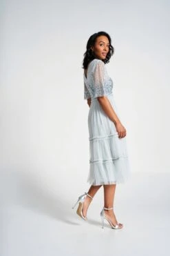 Eliza Ether Blue Sequin Midi Dress -Frock And Frill US Eliza Either Blue Sequin Midi Dress 7