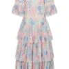Erica Floral Embroidered Tiered Midi Dress