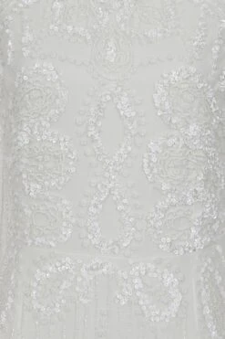 Estella White Cowl Back Embellished Maxi Dress -Frock And Frill US Estella White Embellished Maxi Dress 3