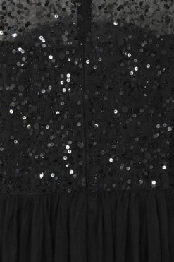 Eva Black Embellished Maxi Dress With Feather Trim -Frock And Frill US Eva Black Embellished Maxi Dress 1