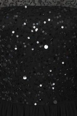 Eva Black Embellished Maxi Dress With Feather Trim -Frock And Frill US Eva Black Embellished Maxi Dress 9