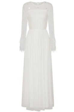 Frock And Frill US -Frock And Frill US Eva White Embellished Maxi Dress 2