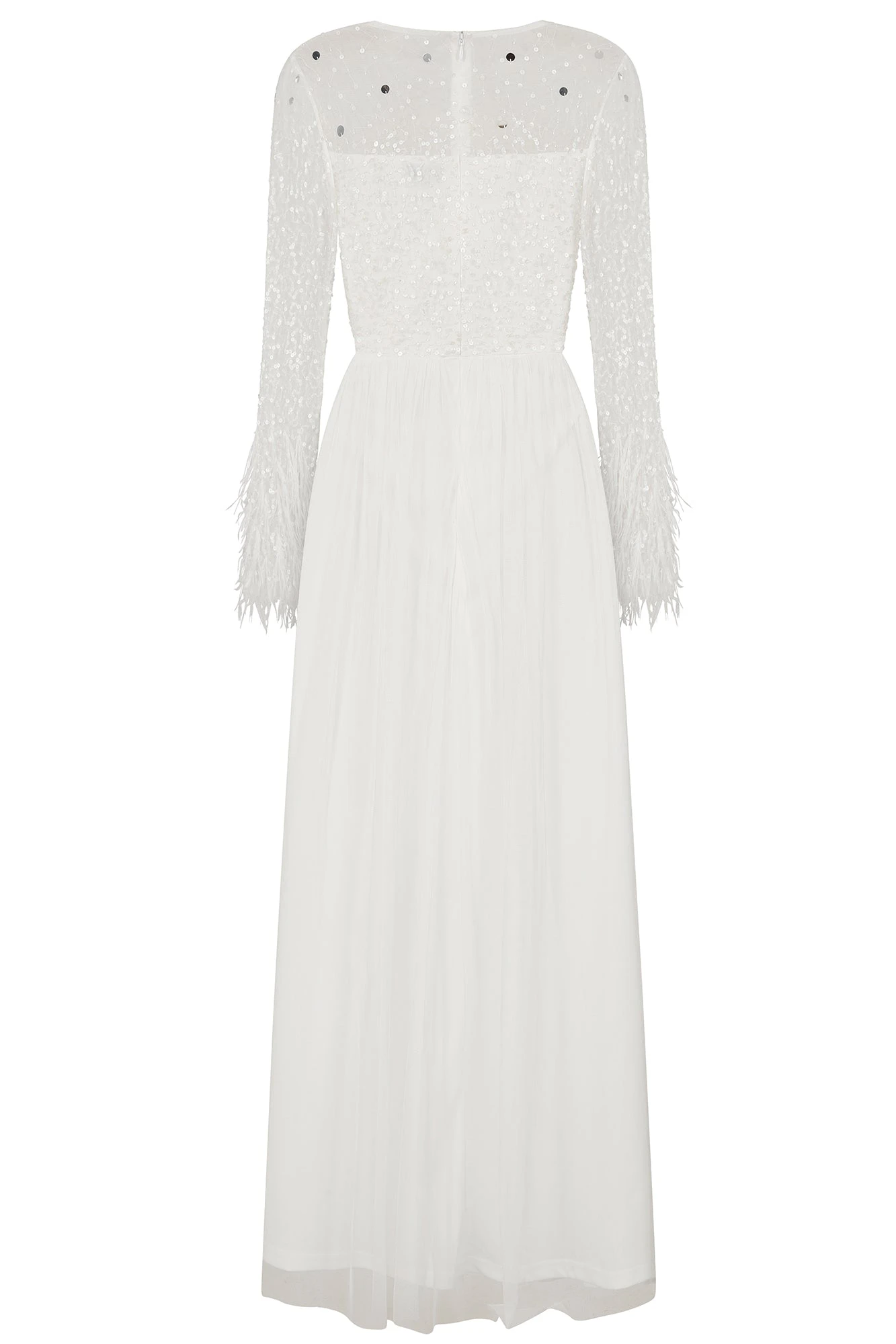 Eva White Embellished Maxi Dress With Feather Trim 7 Eva White Embellished Maxi Dress With Feather Trim - Image 7