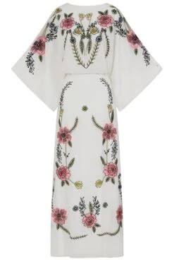 Evanthe White Floral Embroidered Twist Back Maxi Dress -Frock And Frill US Evanthe White Floral Embroidered Maxi Dress 10