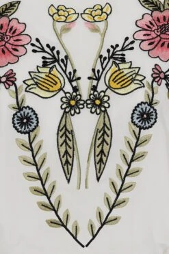 Evanthe White Floral Embroidered Twist Back Maxi Dress -Frock And Frill US Evanthe White Floral Embroidered Maxi Dress 11