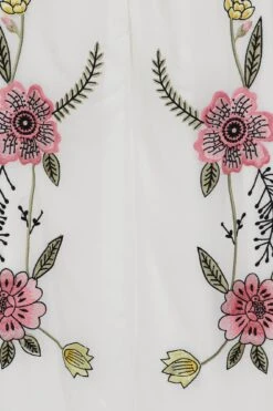 Evanthe White Floral Embroidered Twist Back Maxi Dress -Frock And Frill US Evanthe White Floral Embroidered Maxi Dress 9